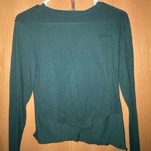 VICTORIA SECRET PINK FOREST GREEN LONG SLEEVE SHIRT